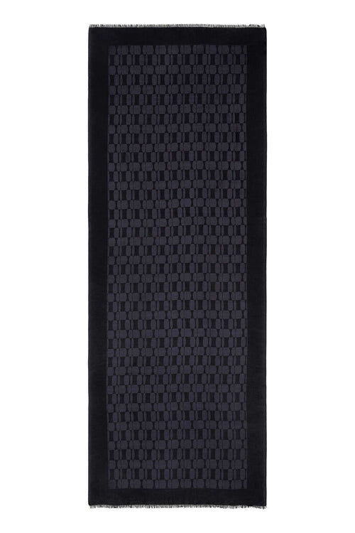 Petek Monogram Lacivert Kaşmir İpek Şal 70x210