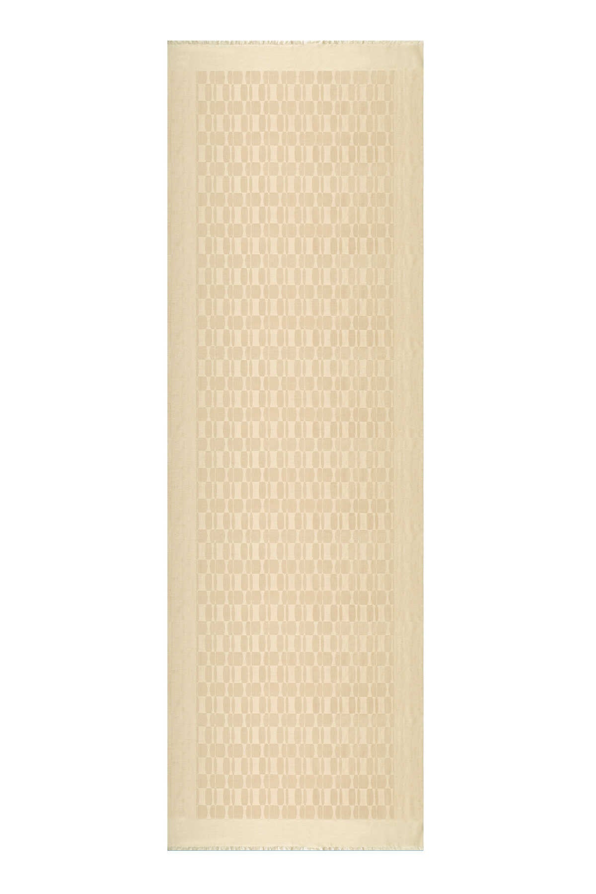 Petek Monogram Taş Rengi Kaşmir İpek Şal 70x210