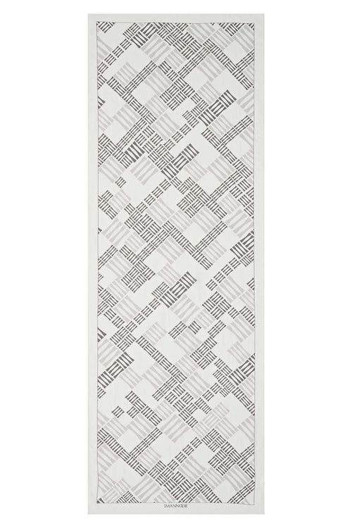 Piyano Beyaz Floş Viskon Şal 70x200