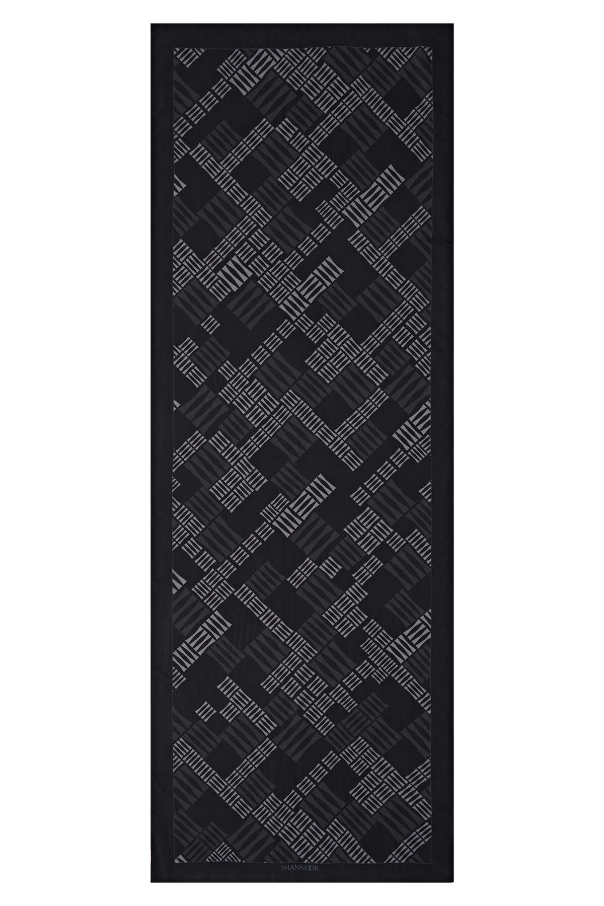 Piyano Siyah Floş Viskon Şal 70x200