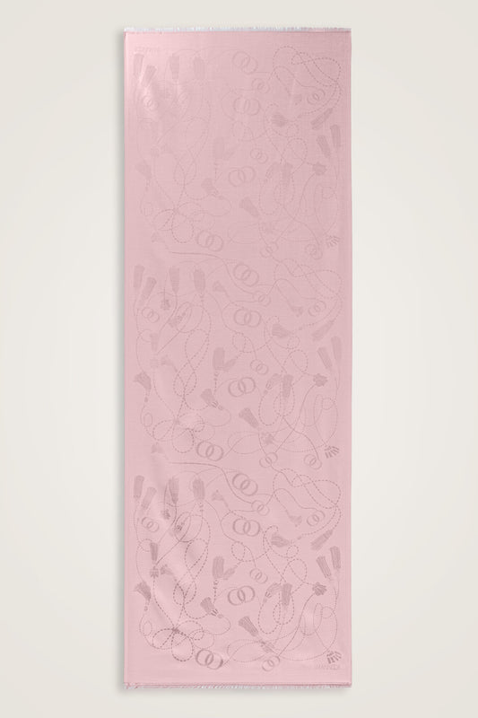 Püskül Noor Toz Pembe Jakar İpek Şal 70x200