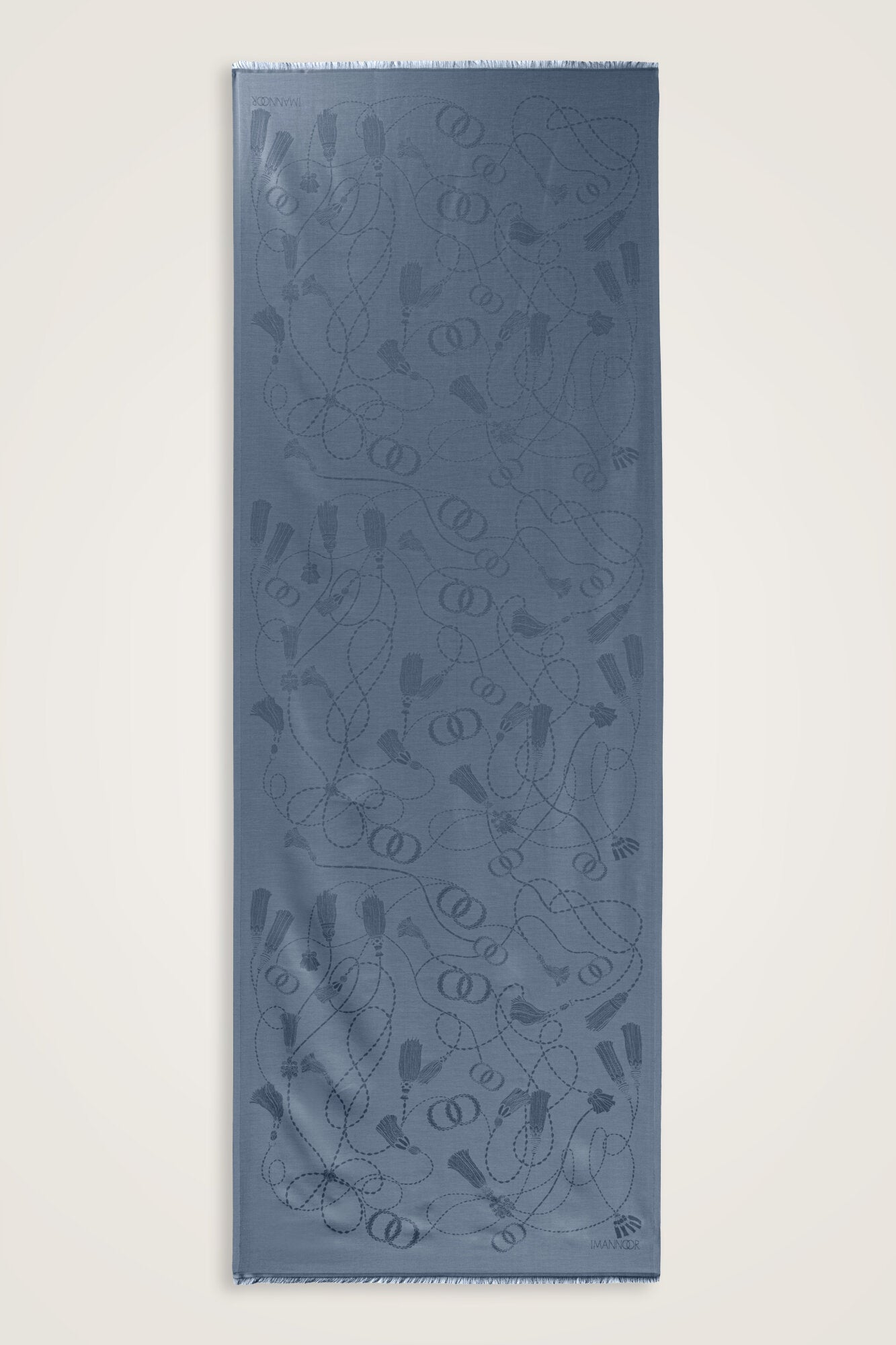 Püskül Noor Denim Jakar İpek Şal 70x200