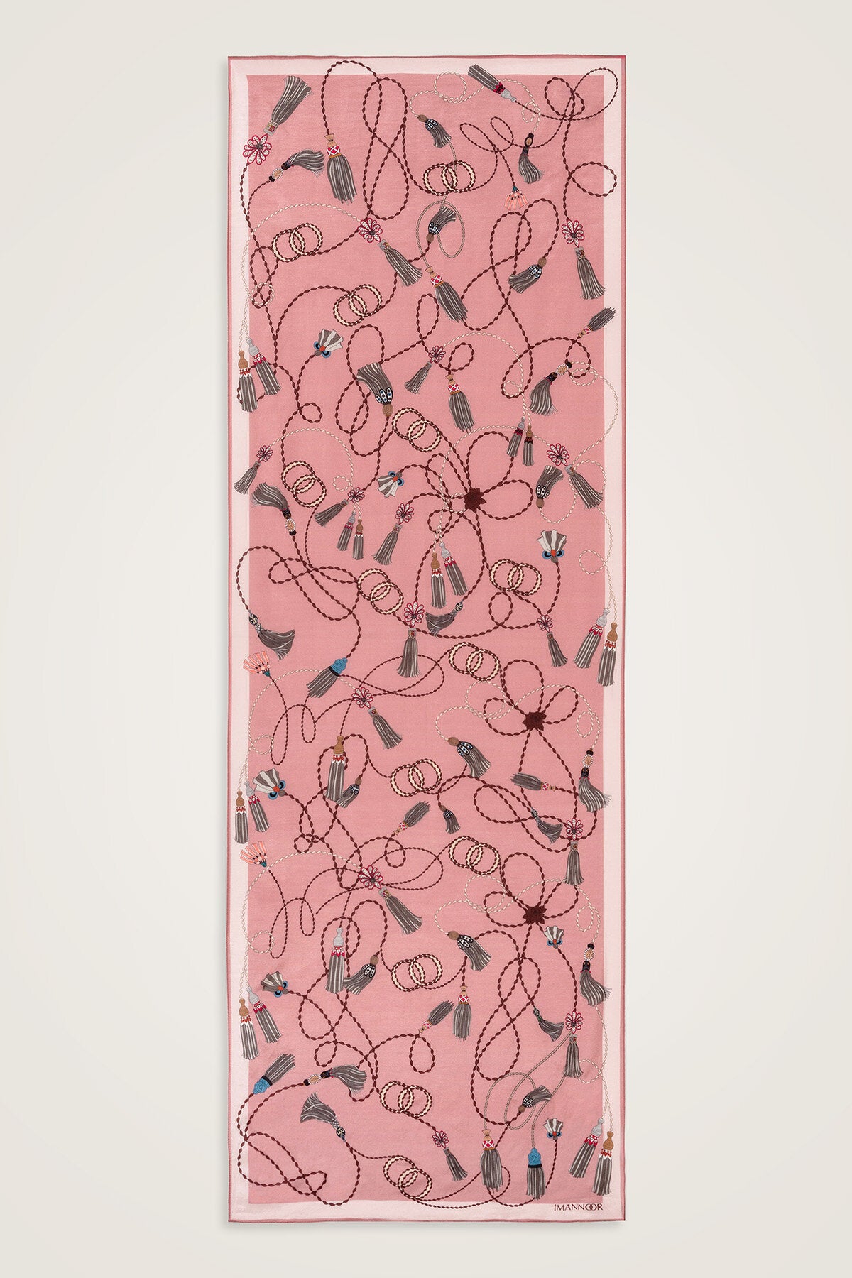 Püskül Noor Pembe Floş Pamuk Şal 70x210