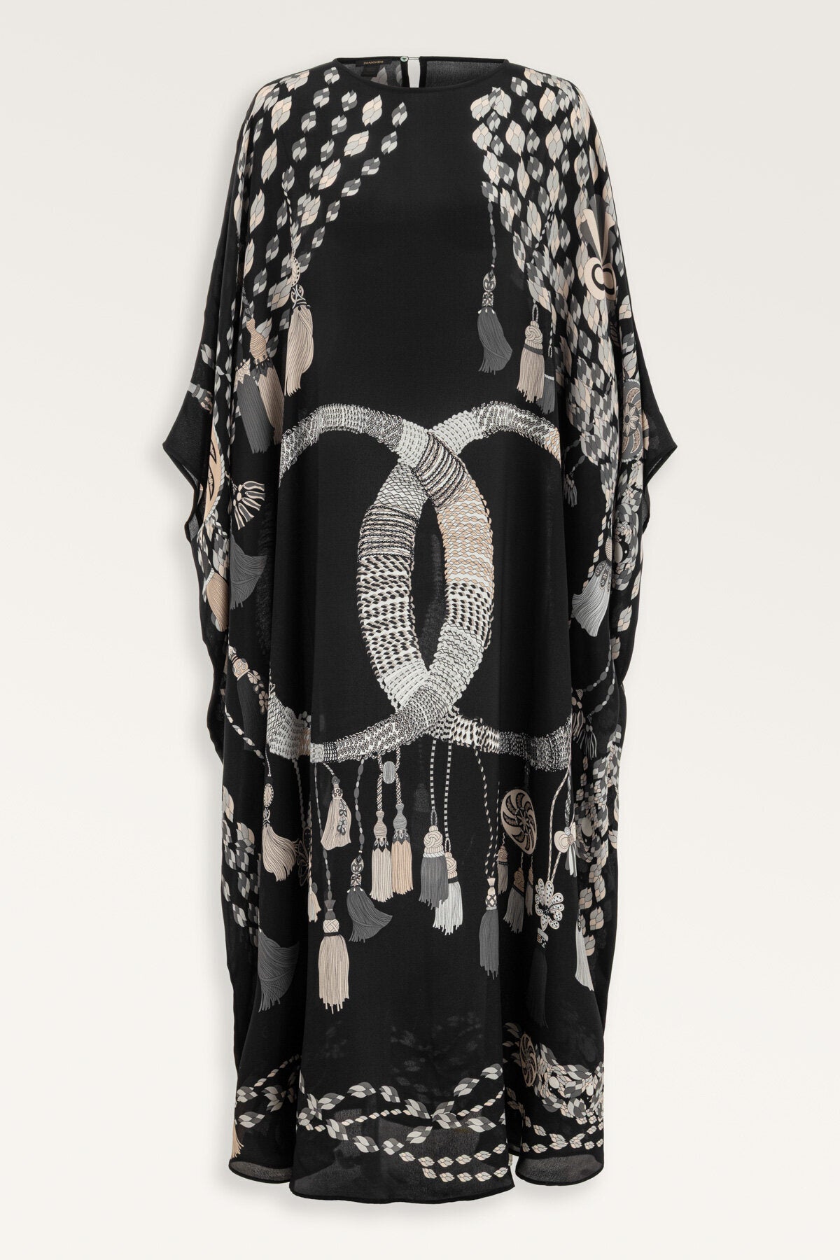 Püskül Noor Siyah Krep İpek Kaftan