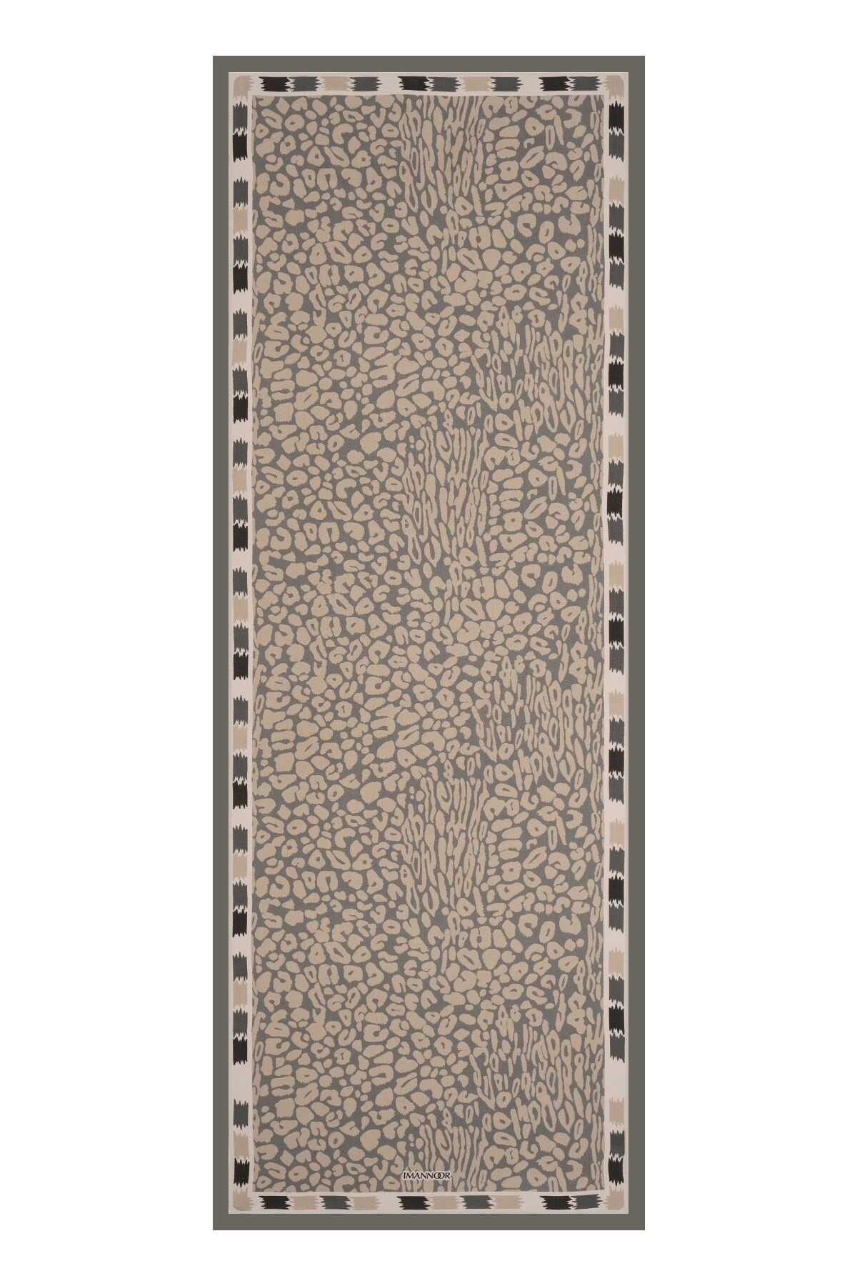 Sade Leopar Bej Floş Viskon Şal 70x210