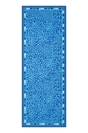 Sade Leopar Mavi Floş Viskon Şal 70x210