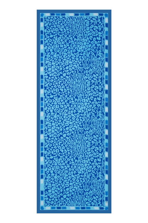 Sade Leopar Mavi Floş Viskon Şal 70x210