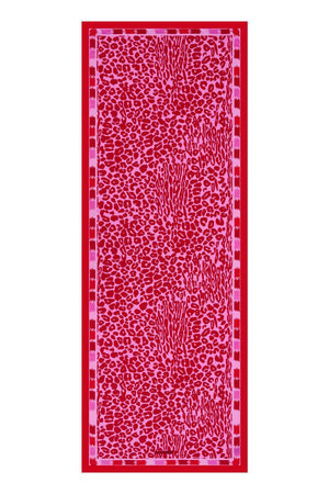 Sade Leopar Pembe Floş Viskon Şal 70x210