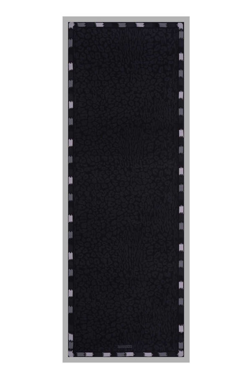 Sade Leopar Siyah Floş Viskon Şal 70x210
