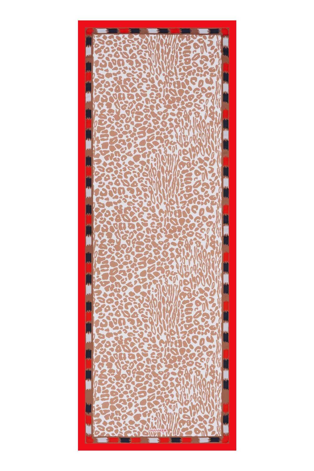 Sade Leopar Turuncu Floş Viskon Şal 70x210