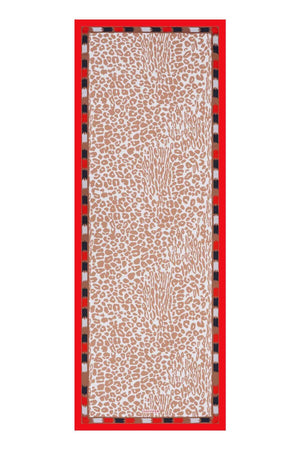 Sade Leopar Turuncu Floş Viskon Şal 70x210