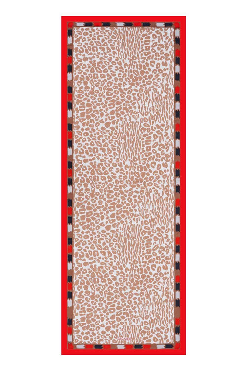 Sade Leopar Turuncu Floş Viskon Şal 70x210