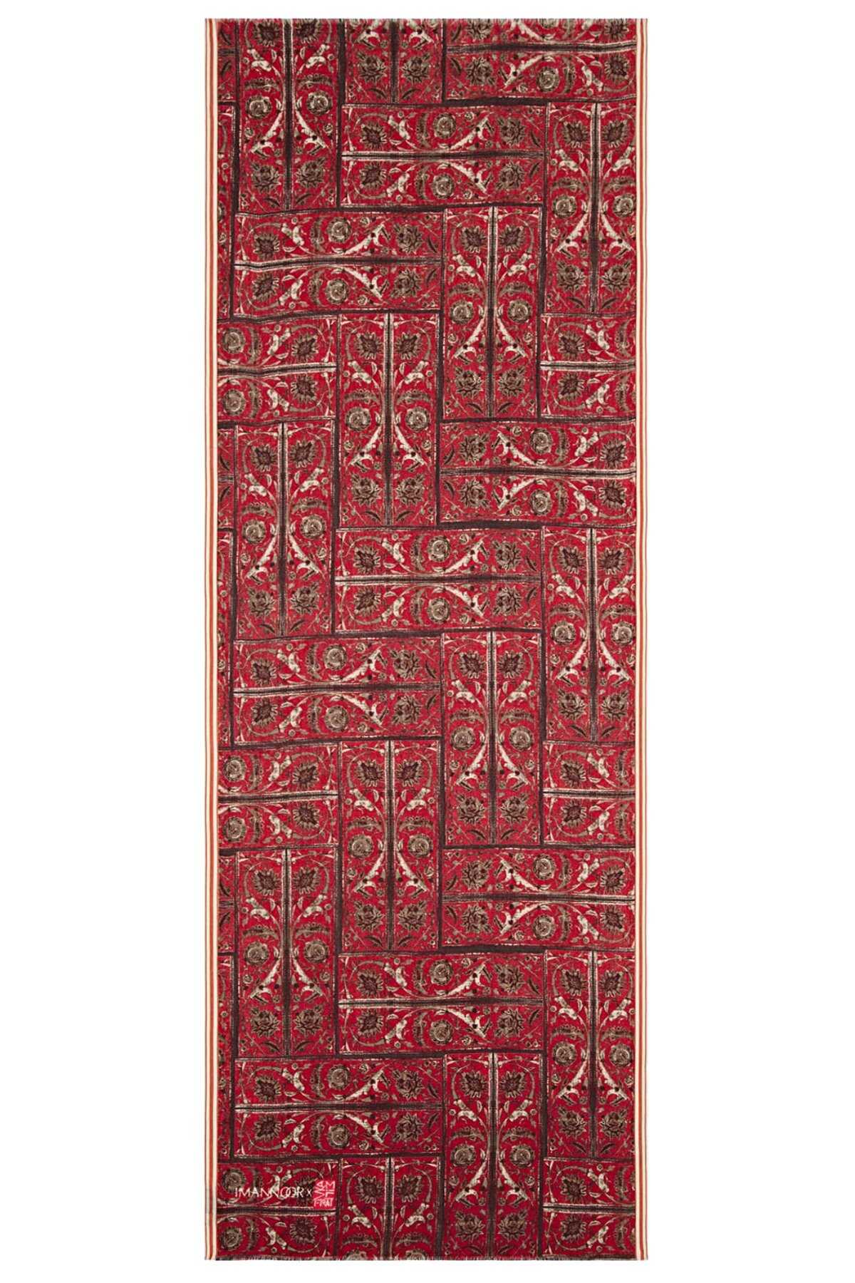 Şadırvan Kırmızı Yün Şal 70x210