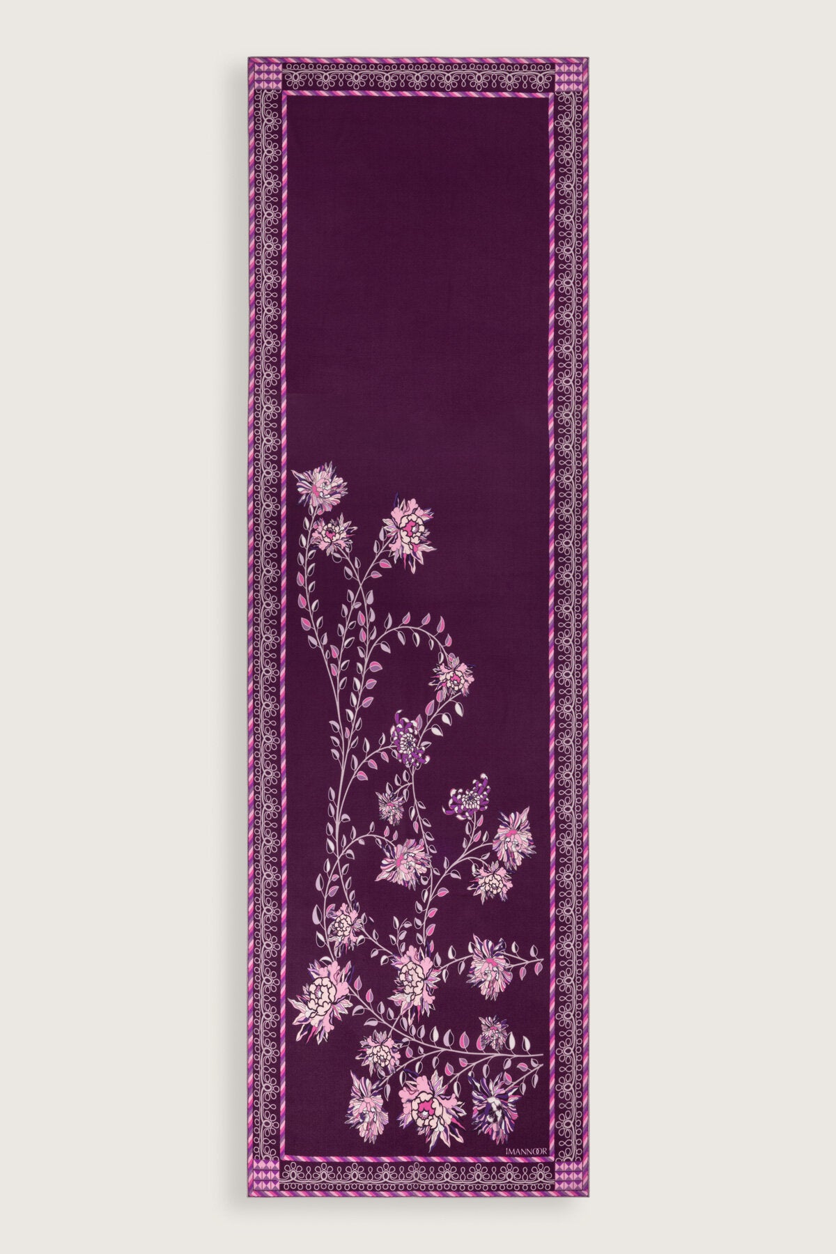 Şakayık Mürdüm Krep İpek Abaya Şalı 70x210