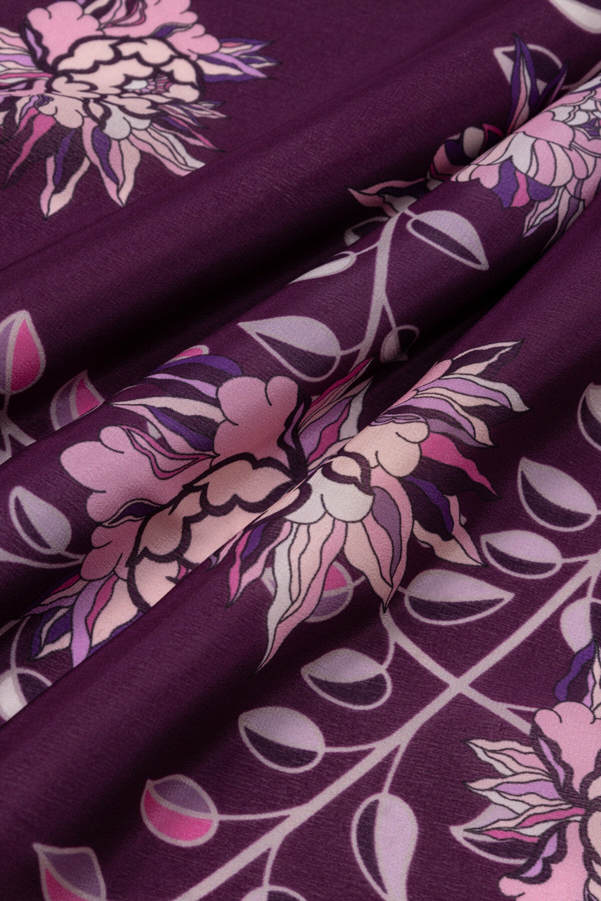 Şakayık Mürdüm Krep İpek Abaya Şalı 70x210