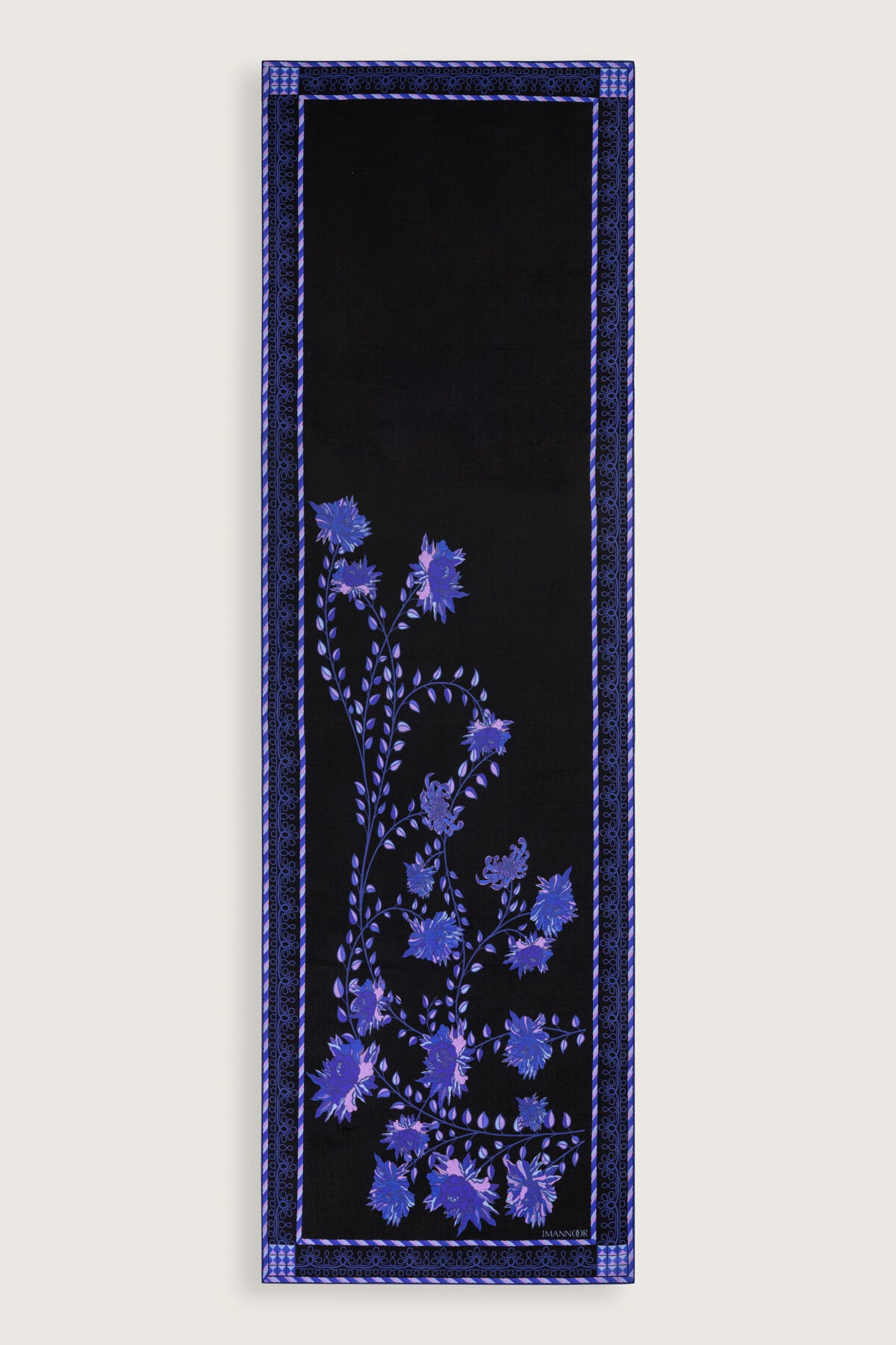 Şakayık Siyah-Saks Krep İpek Abaya Şalı 70x210