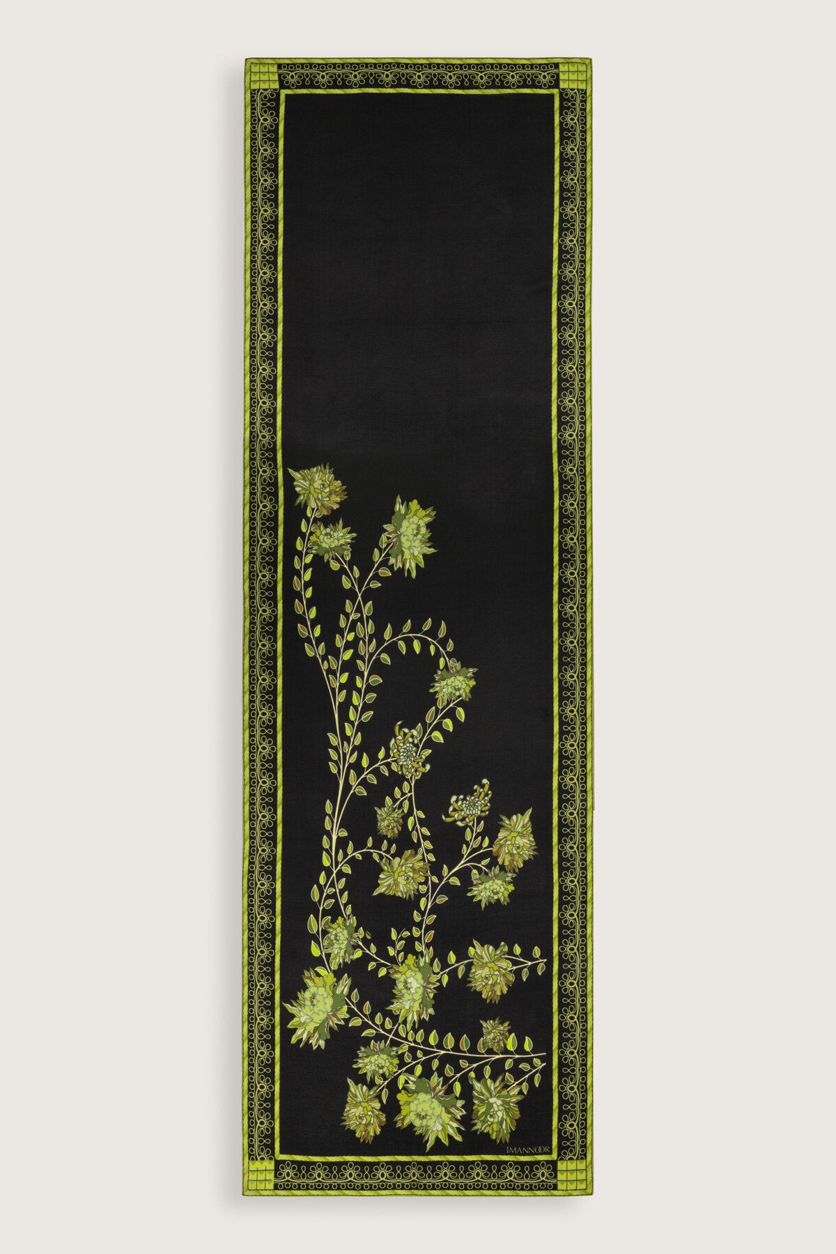 Şakayık Yeşil Krep İpek Abaya Şalı 70x210