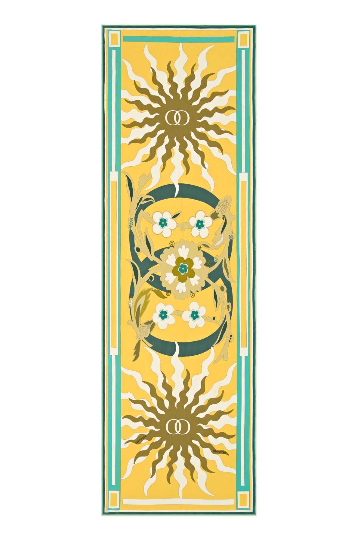 Şalimar Sarı Krep İpek Şal 70x210
