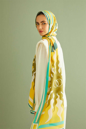 Şalimar Sarı Krep İpek Şal 70x210