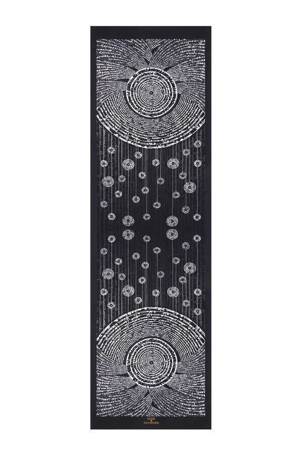 Samanyolu Siyah Saten İpek Şal 70x220