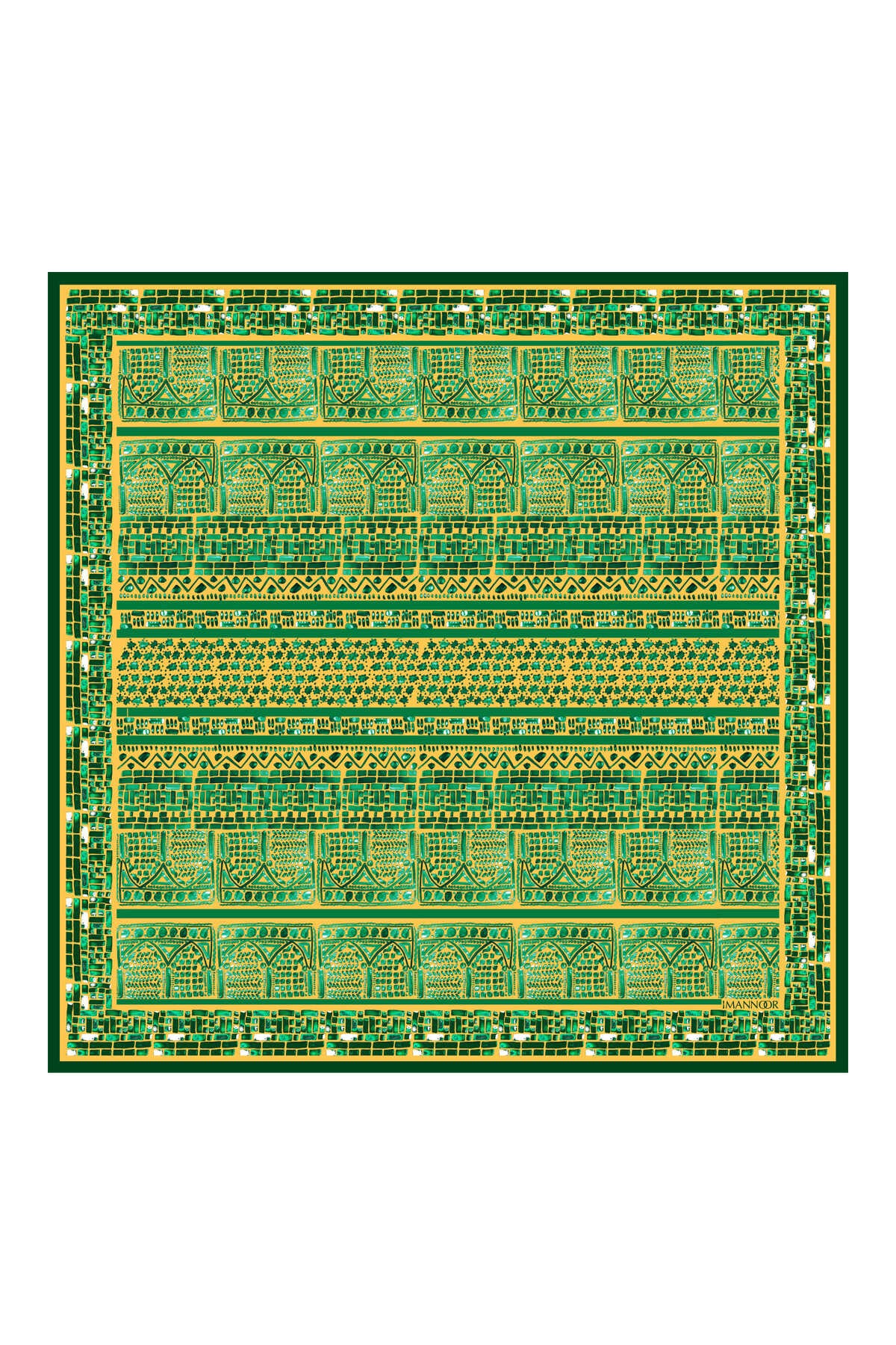 San A Yeşil Tivil İpek Eşarp 90x90