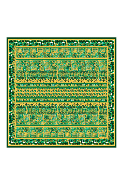 San A Yeşil Tivil İpek Eşarp 90x90