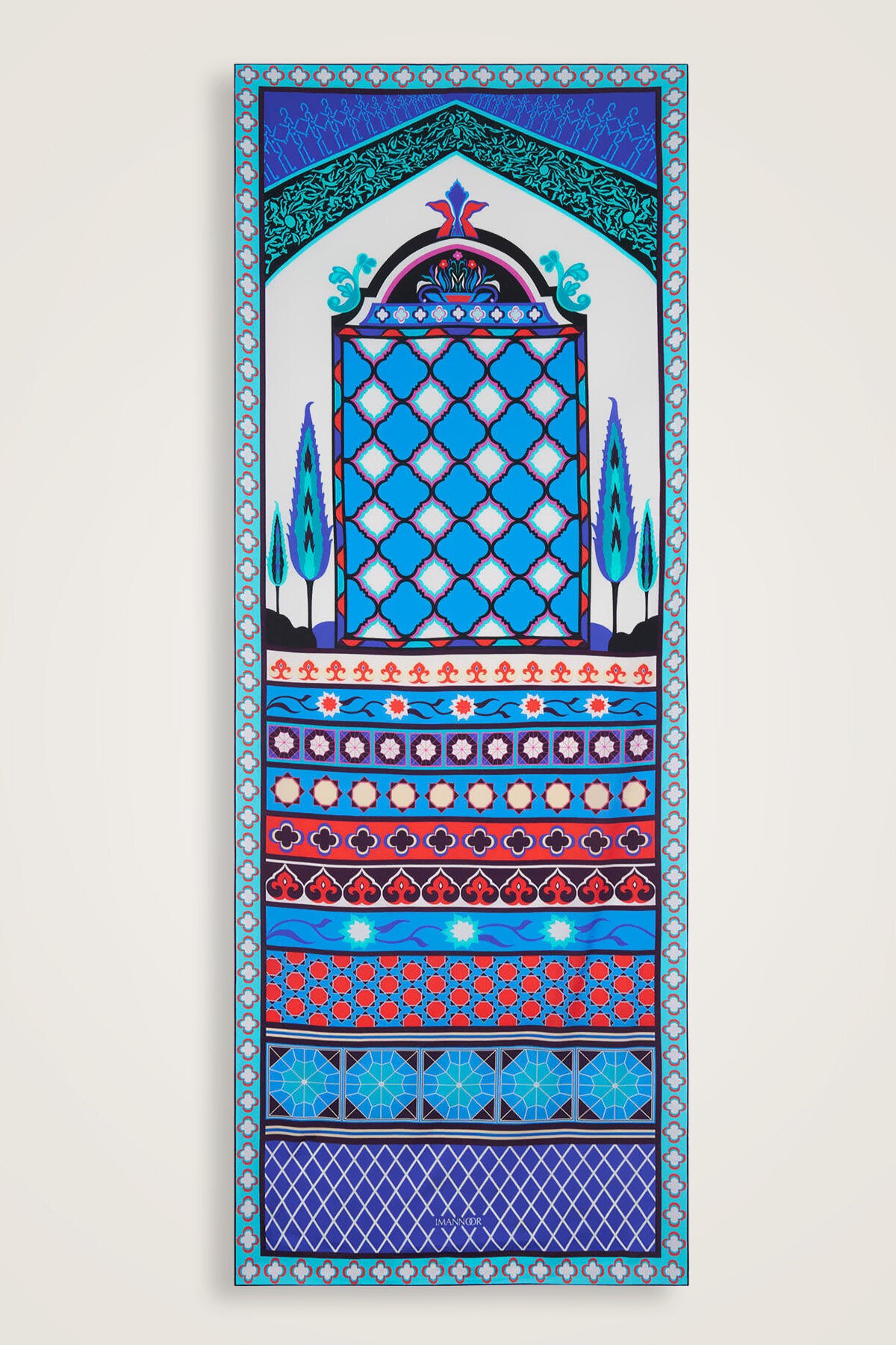 Saray Bahçesi Mavi Pamuk İpek Şal 80x210