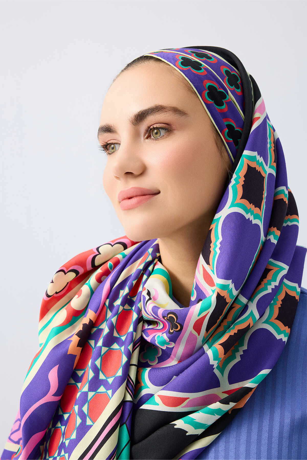 Saray Bahçesi Pembe Pamuk İpek Şal 80x210