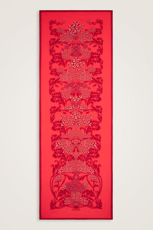 TEST - Şark Çiçeği Fuşya Floş Pamuk Şal 70x210