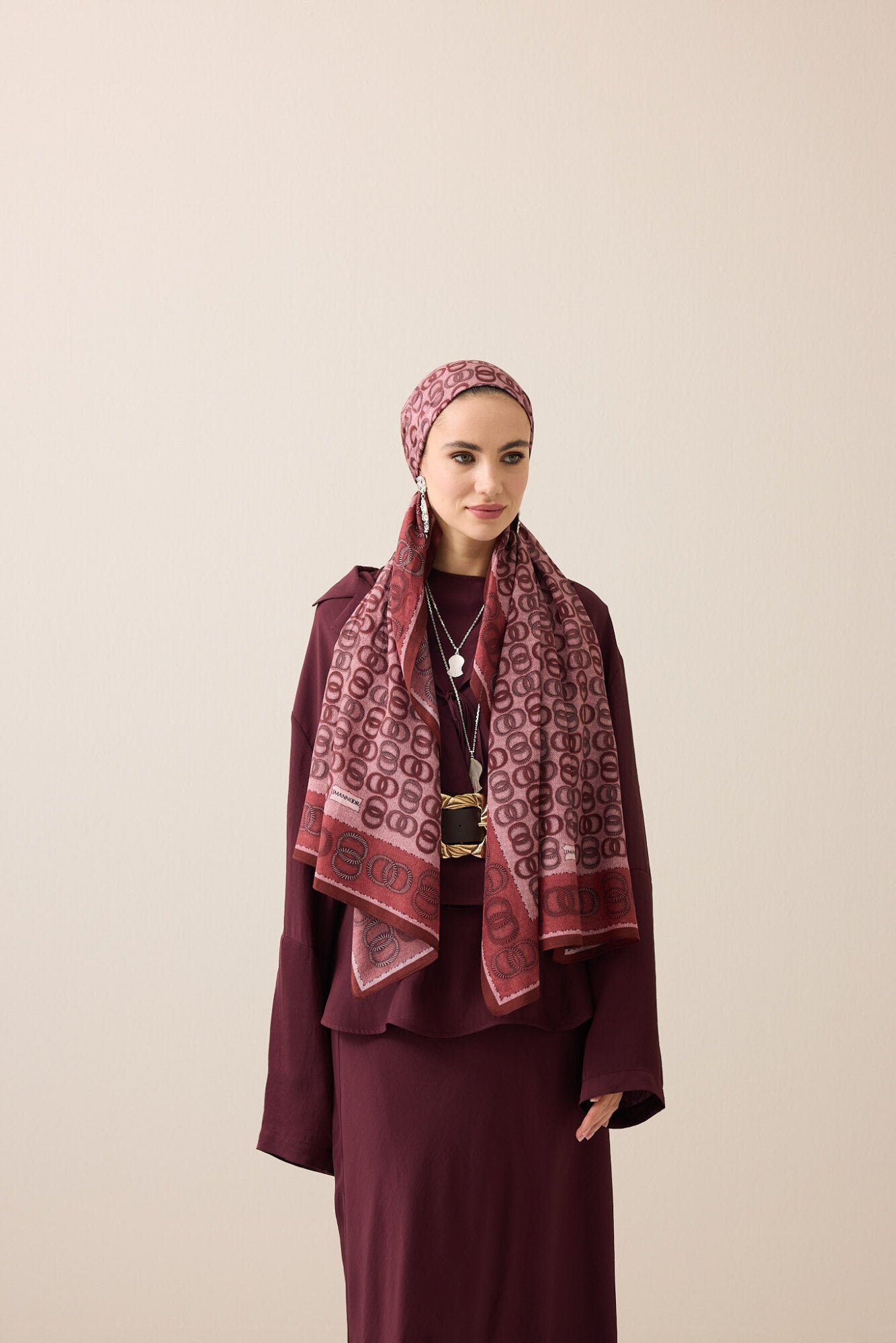 Sarma Noor Mercan Pamuk Floş Şal 70x210