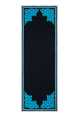 Sekiz Lale Lacivert Krep İpek Şal 70x200