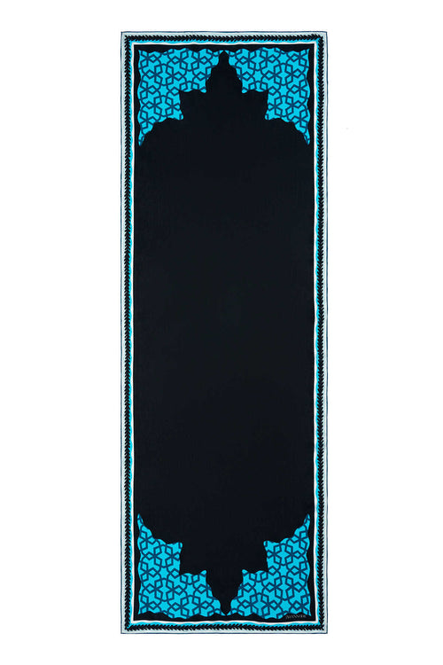 Sekiz Lale Lacivert Krep İpek Şal 70x200