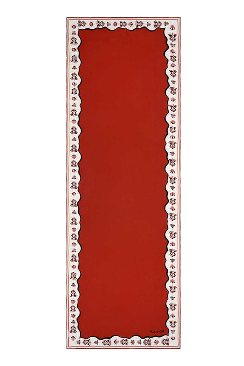 Şelale Kırmızı Krep İpek Şal 70x200