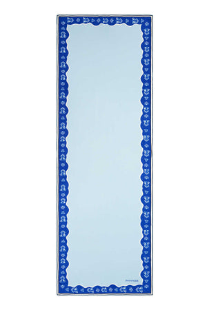 Şelale Mavi Krep İpek Şal 70x200