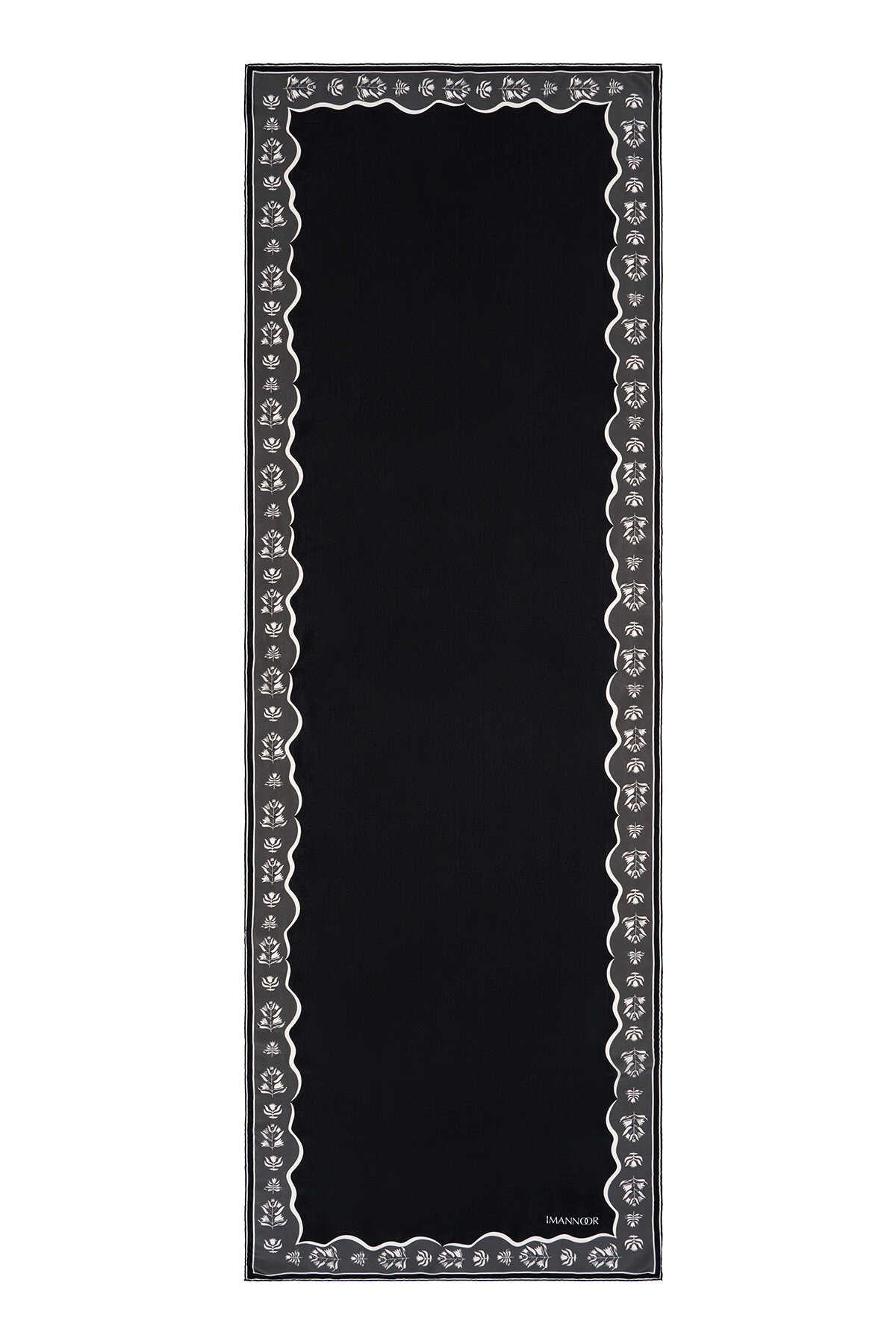 Şelale Siyah Krep İpek Şal 70x200