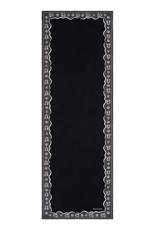 Şelale Siyah Krep İpek Şal 70x200