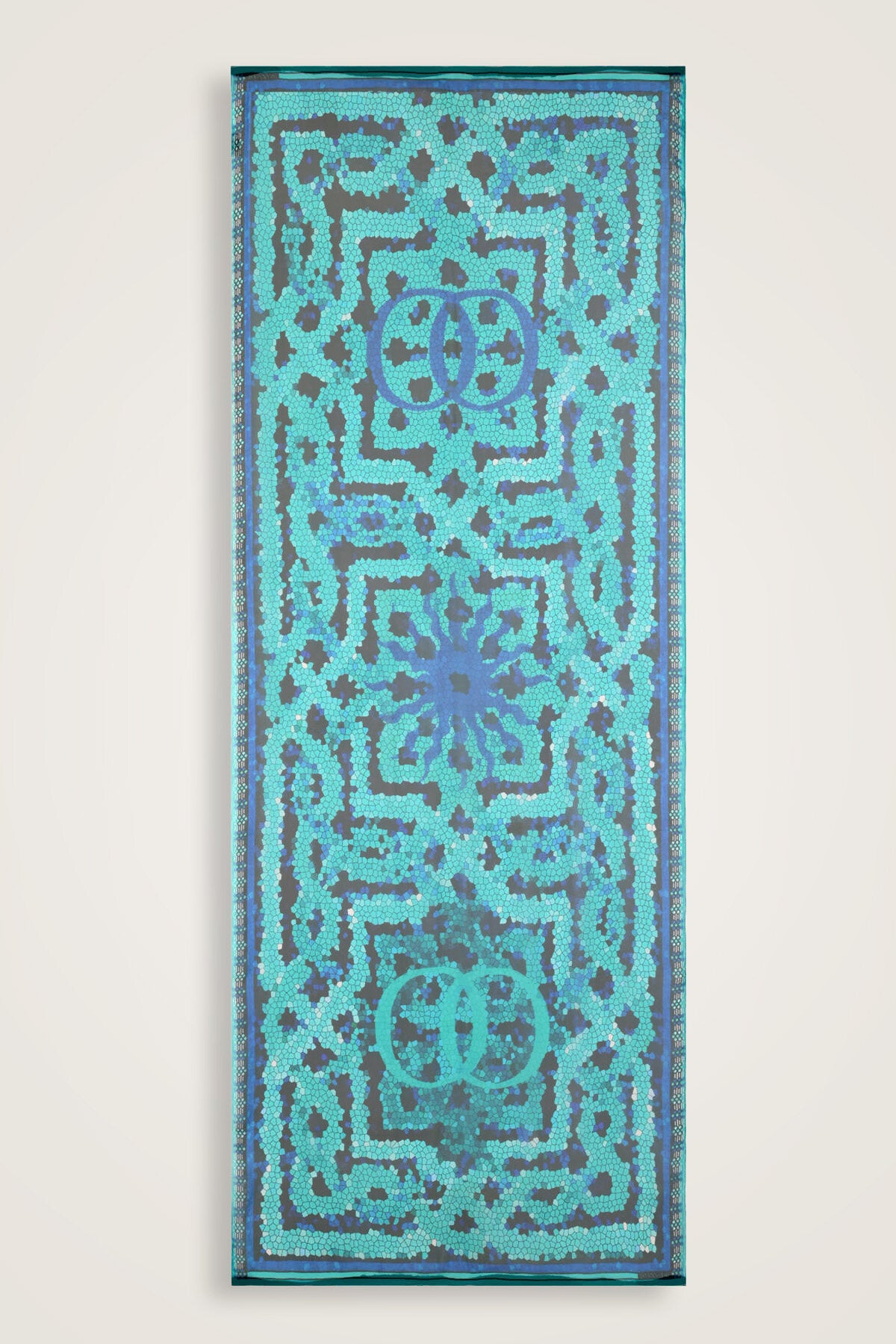 Selçuk Güneşi Turkuaz Krep İpek Şal 80x210