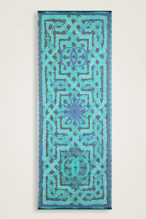 Selçuk Güneşi Turkuaz Krep İpek Şal 80x210