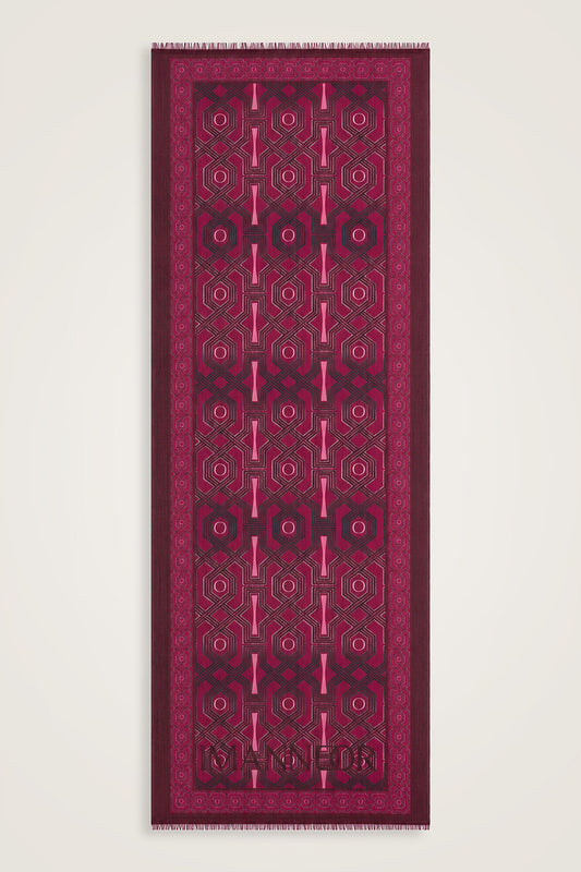 Selçuk-i Kafes Mürdüm İpek Vual Şal 70x200