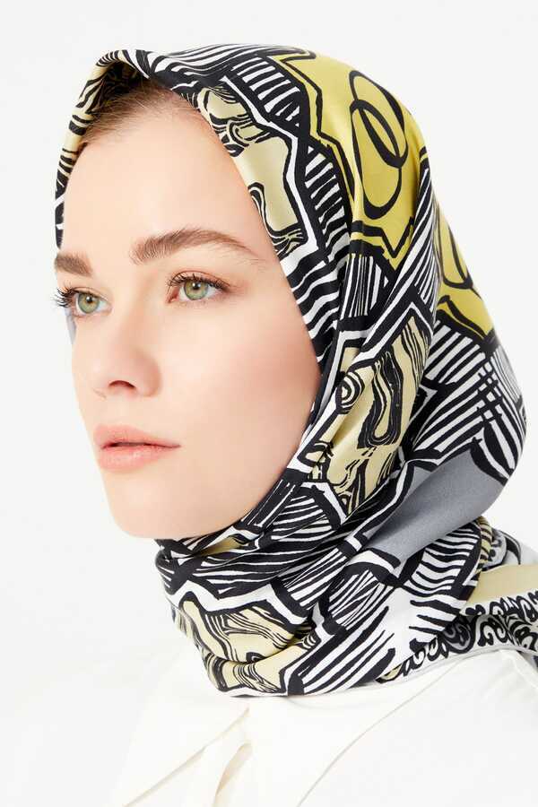 Selçuk Yıldızı Altın Tivil İpek Eşarp 90x90