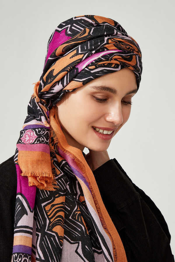 Selçuk Yıldızı Fuşya Kaşmir İpek Şal 100x200