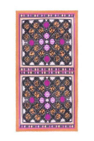 Selçuk Yıldızı Fuşya Kaşmir İpek Şal 100x200