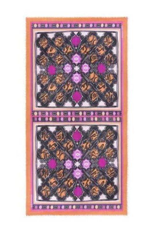Selçuk Yıldızı Fuşya Kaşmir İpek Şal 100x200