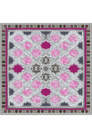 Selçuk Yıldızı Pembe Tivil İpek Eşarp 90x90