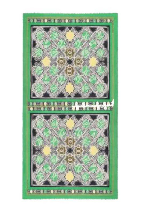 Selçuk Yıldızı Yeşil Kaşmir İpek Şal 100x200