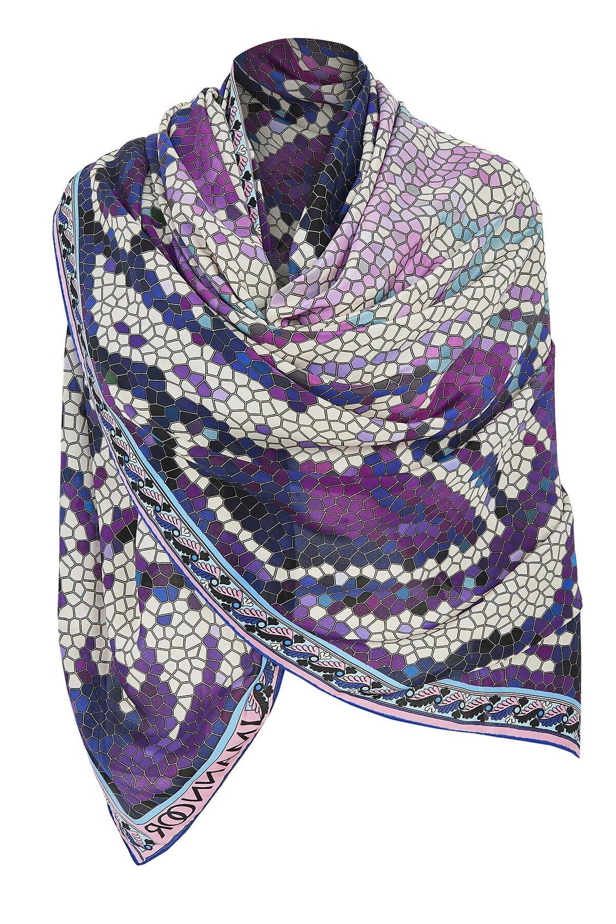 Selçuklu Dönencesi Pembe İpek Eşarp 130x130