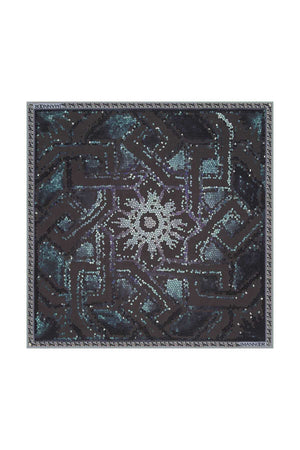 Selçuklu Dönencesi Siyah İpek Eşarp 130x130