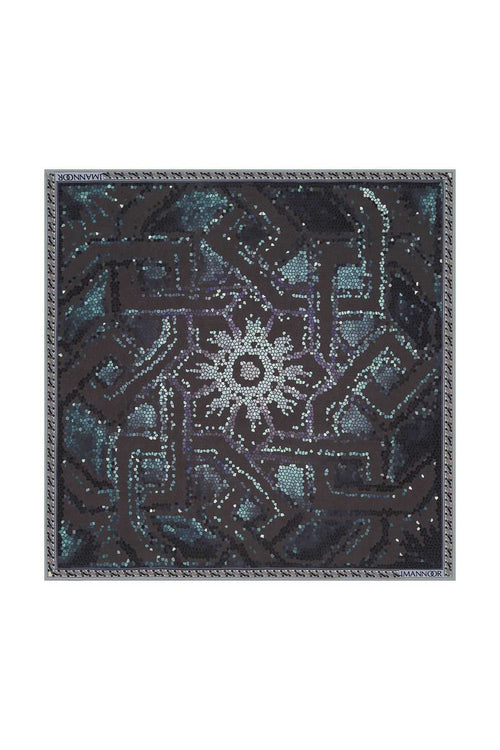 Selçuklu Dönencesi Siyah İpek Eşarp 130x130