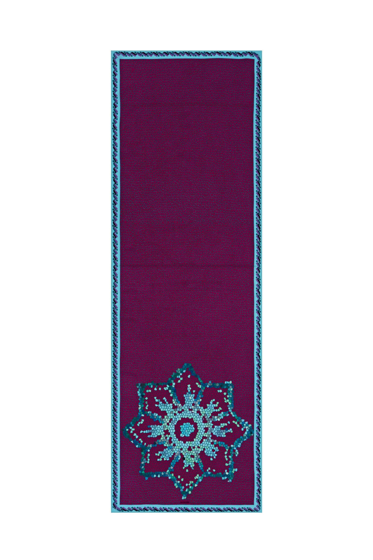 Selçuklu Mozaik Mor Krep İpek Şal 70x210