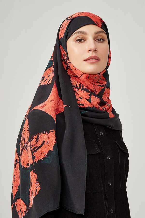 Semazen Kırmızı İpek Şal 80x200